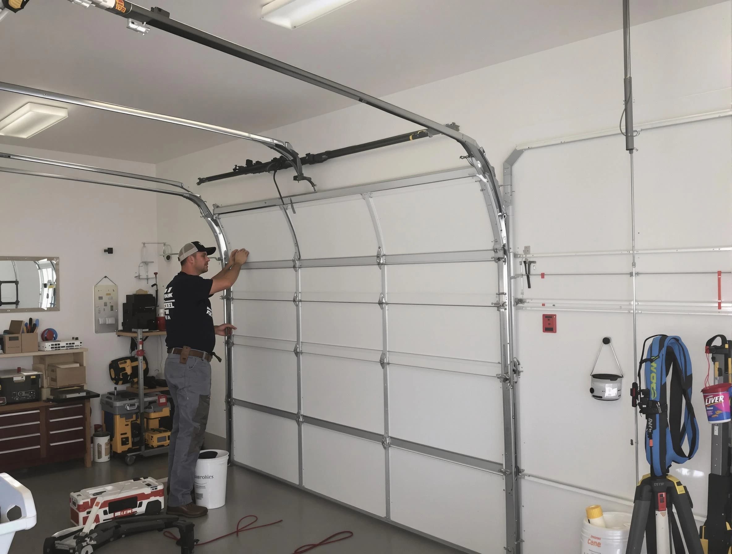 Milford Garage Door Repair team installing new garage door in Milford
