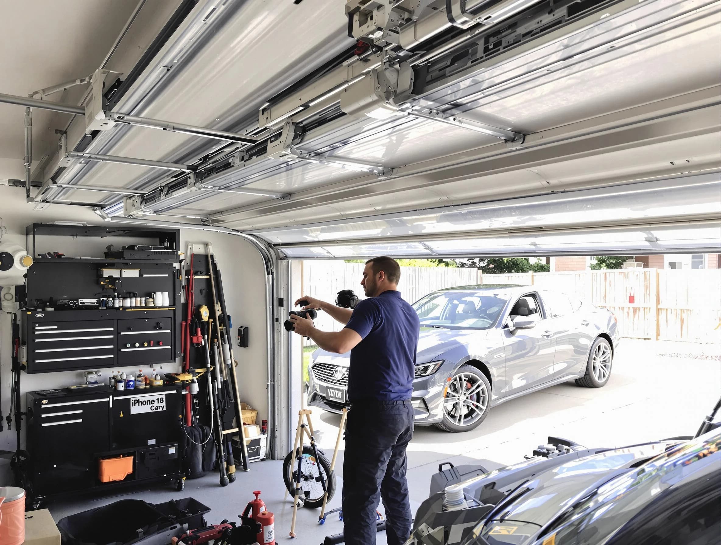 Milford Garage Door Repair technician fixing noisy garage door in Milford