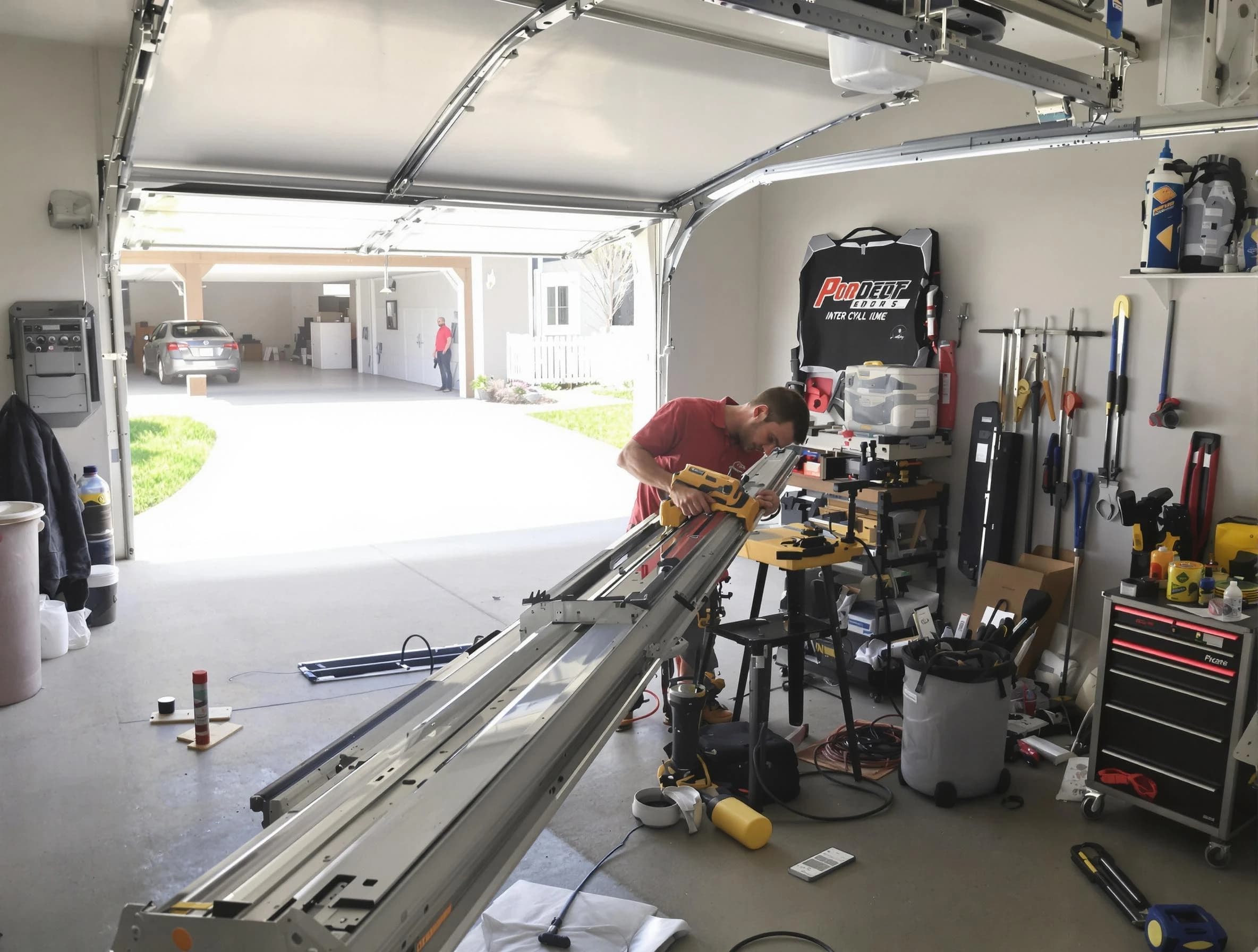 Milford Garage Door Repair expert performing track repair in Milford