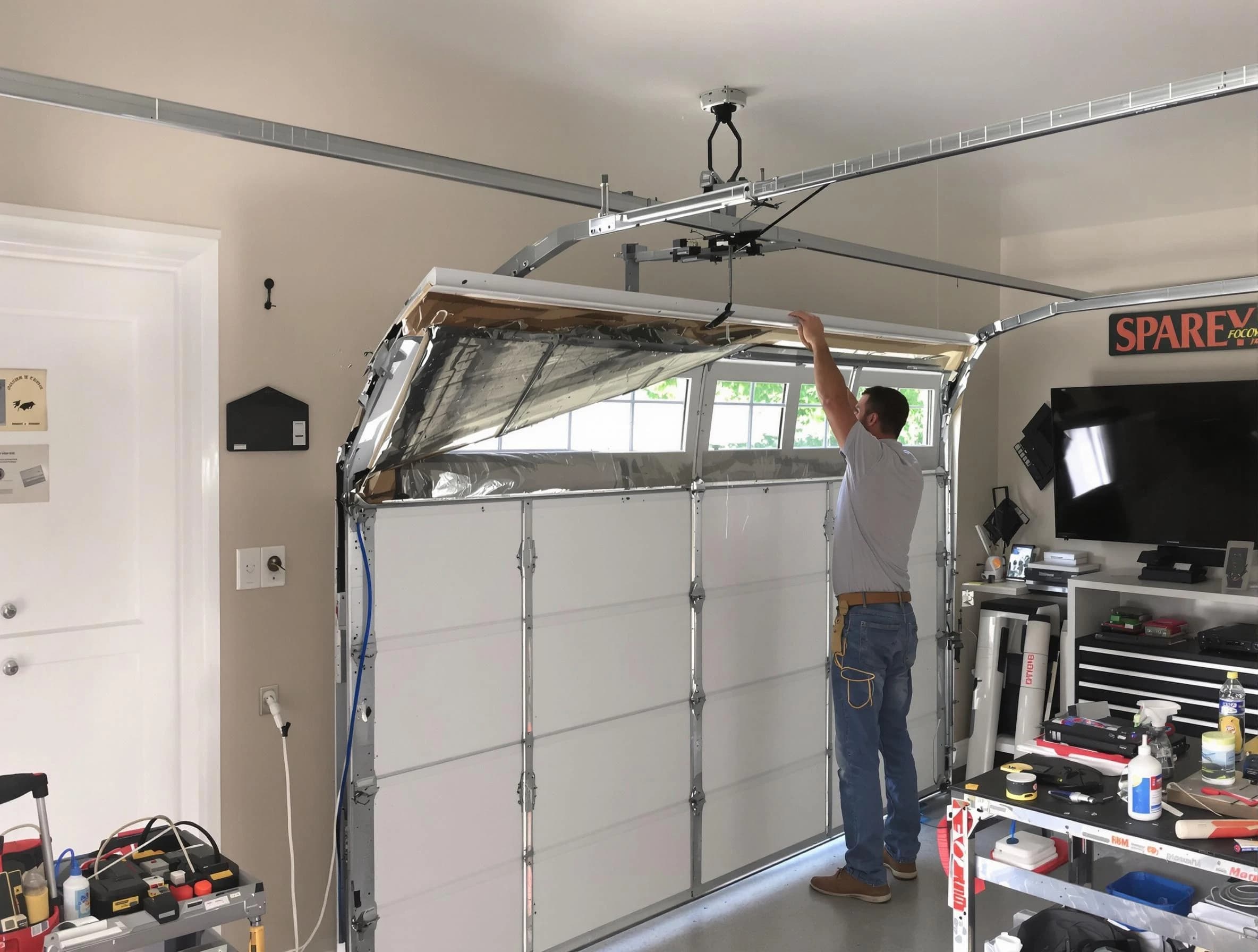Garage door section replacement by Milford Garage Door Repair in Milford