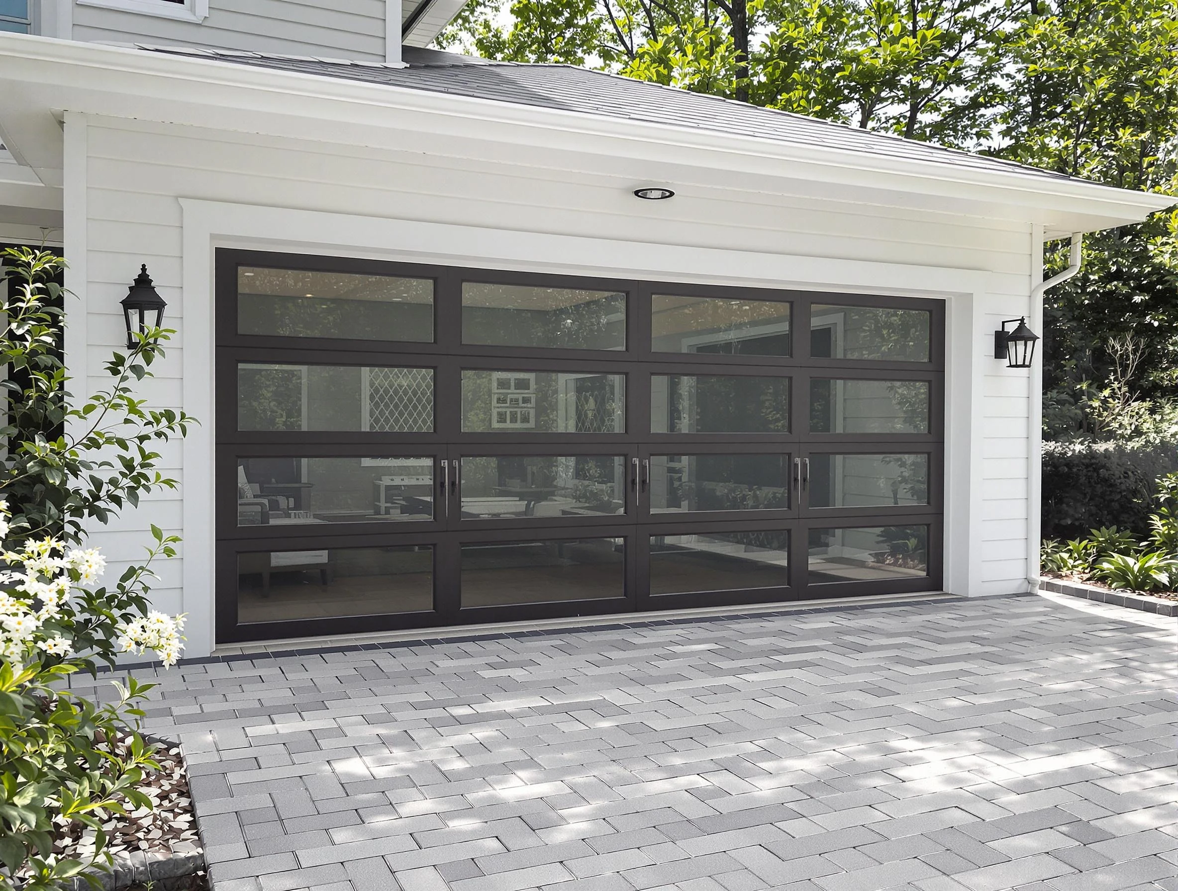 Milford Garage Door Repair design specialist presenting custom garage door options to Milford homeowner
