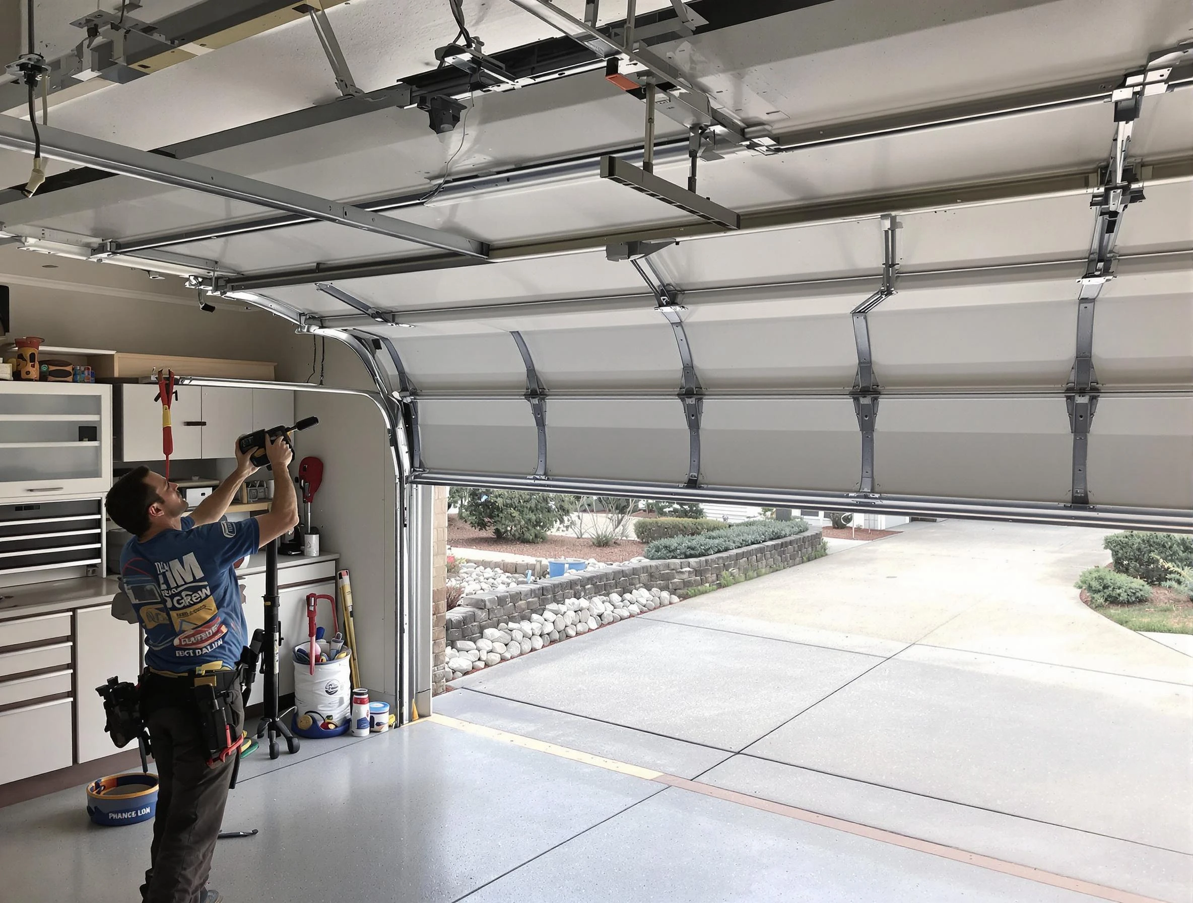 Garage door track repair service by Milford Garage Door Repair in Milford